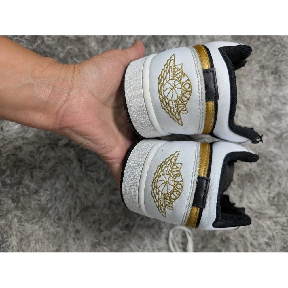 Air Jordan 1 Low Black White Gold 553558-123 Mens Sneakers